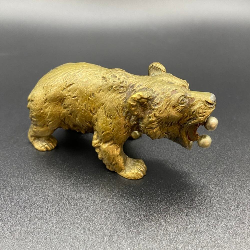 Antique Austrian Bronze Bear Cigar Cutter Figural Made in Austria 1900s